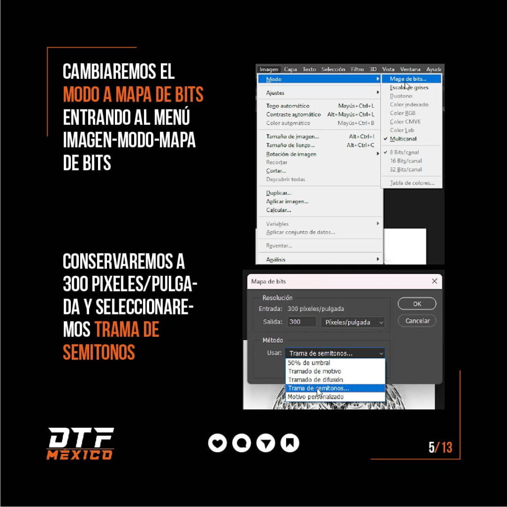 12 pasos para hacer semitonos para DTF