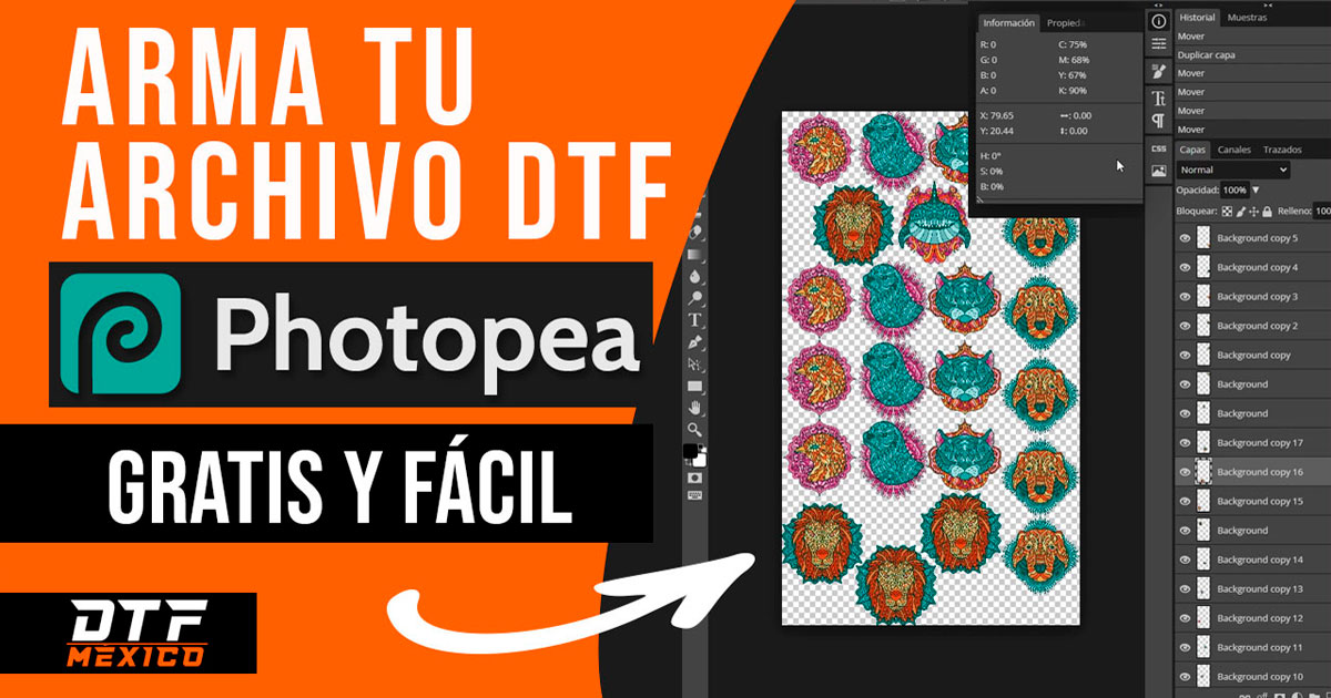 Arma tu Archivo Para Impresión DTF GRATIS Con Photopea